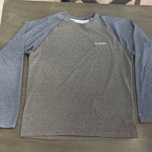Columbia Men's Two-Tone Gray and Blue Long Sleeve Shirt Omni-wick